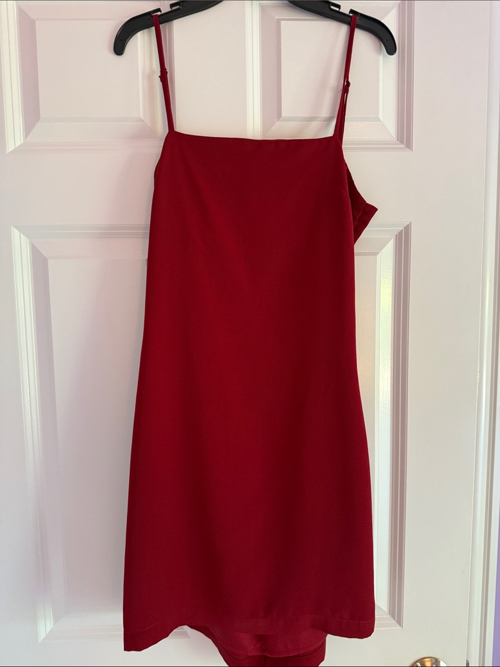 Lulu's Cherry Red Mini Slip Dress With Tie in Back